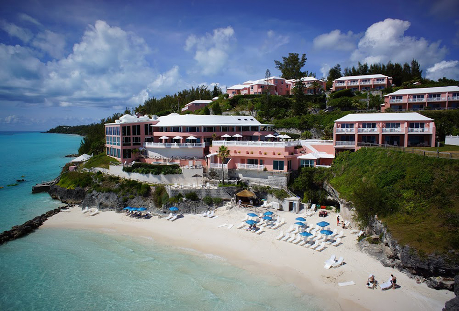 Aerial view of Hotel Pompano Beach Club Bermuda private beach.